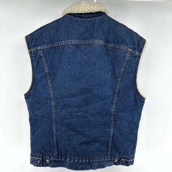 Vintage Levi's Sherpa Type III Trucker Vest 80s Jacket Denim Jean Blue L - Picture 8 of 8